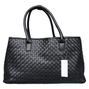 NWT Lulu Dharma Black Woven Vegan Leather Day Bag Tote